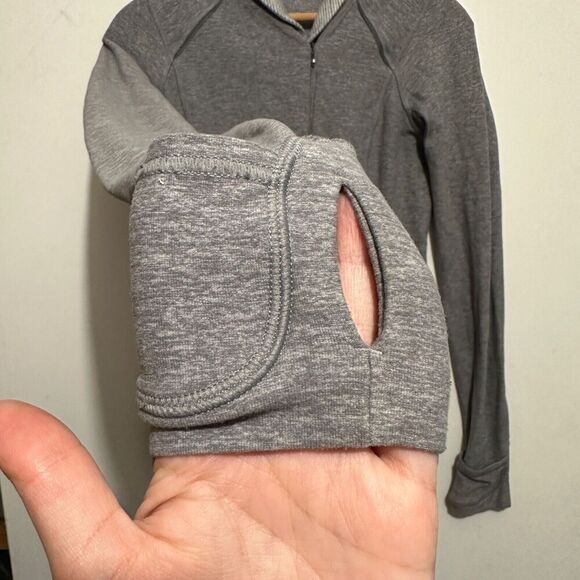 Lululemon Womens 6 Gray Heather Think Fast 1/4 Zip Pullover Shawl Collar Rulu - Picture 6 of 8